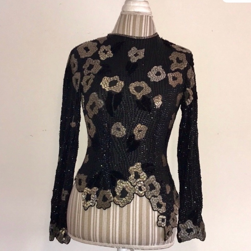 Vintage Riazee Silk Beaded Top
